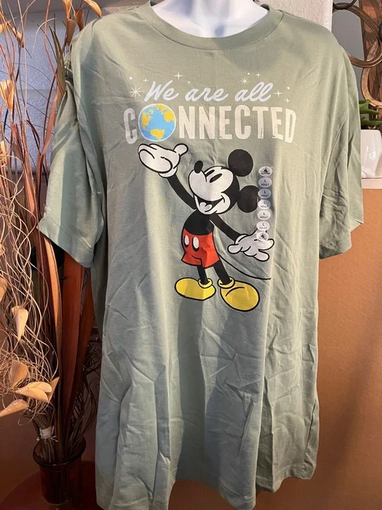Disney Sage Green Mickey Mouse 'We Are All Connected' Graphic Tee - Picture 1 of 1